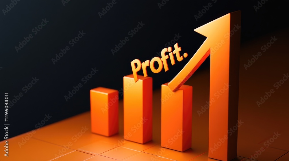 Fototapete a minimalist design of an arrow pointing upward with the word profit.