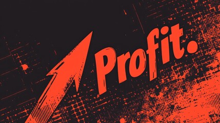 A minimalist design of an arrow pointing upward with the word Profit.