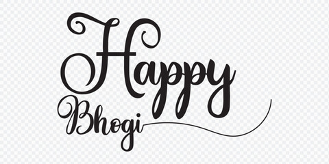 Happy Bhogi text banner, poster, background in Indian Festival vector illustration.