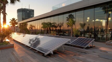 Obraz premium Wooden deck with railings overlooking a scenic landscape during a bright sunny day