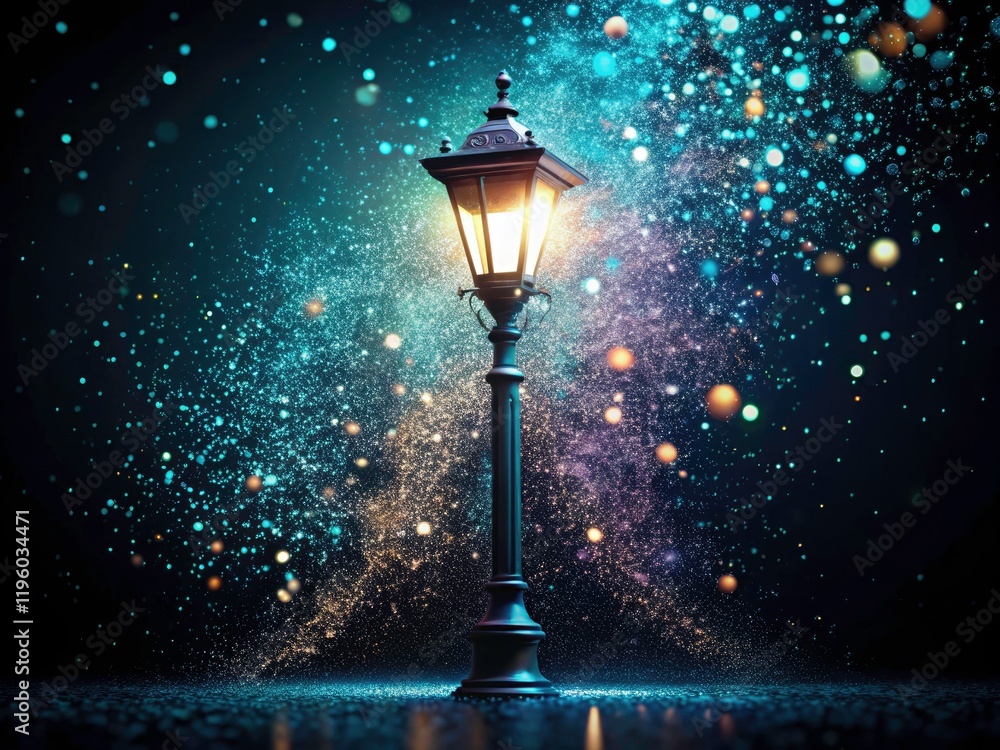 Poster abstract 3d holographic lamp projects cutting-edge business solutions on a vibrant presentation back