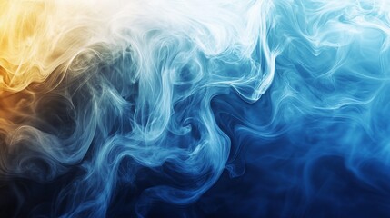 Obraz premium Abstract swirling blue and gold smoke.