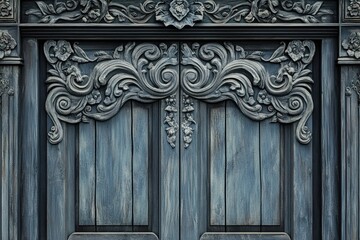 Intricate Carved Wooden Door Detailing Shows Elegant Design