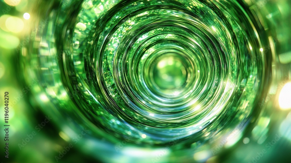 Poster abstract circular green bokeh background with blurred lines effect