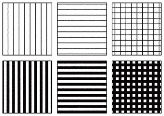 手書き風のストライプとボーダーとチェックのスウォッチセット