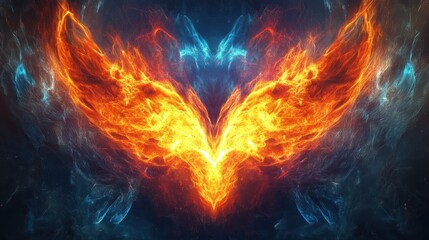 Fototapeta premium Fiery Wings Abstract Art Design of Blazing Fire and Ice