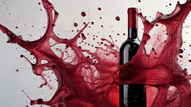 Red Wine Splash: A Dynamic Image of a Wine Bottle