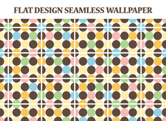 Colorful hand drawn style seamless circle and line colorful wallpaper vector. Multi-colored pattern and confetti, polka dots line background. Doodle cartoon modern style flat wrapping paper. Cute