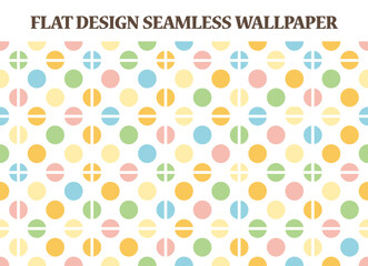 Colorful hand drawn style seamless wallpaper vector. Multi-colored round check pattern on bright background. Doodle cartoon style retro circle dots background Wrapping paper. Childish decoration