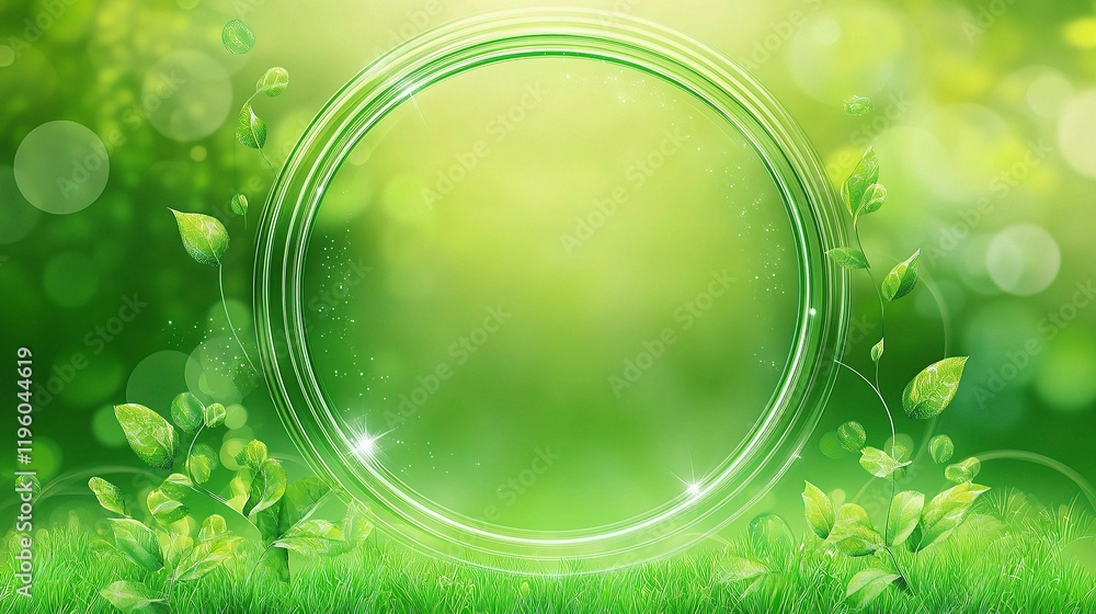 Poster abstract green circular bokeh background with blurred lines