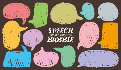 Set of hand-drawn modern style speech bubbles Cute memo with blank to text. Collection of doodle lettering speech box.Colorful dialog frame in flat design for short message.Sticker for chat