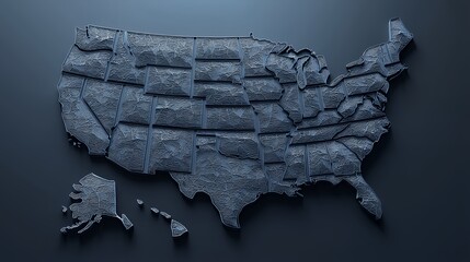 Textured 3D Map of the United States: A Unique Artistic Representation