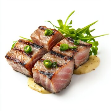 Tender seared tuna steaks served with a spicy wasab