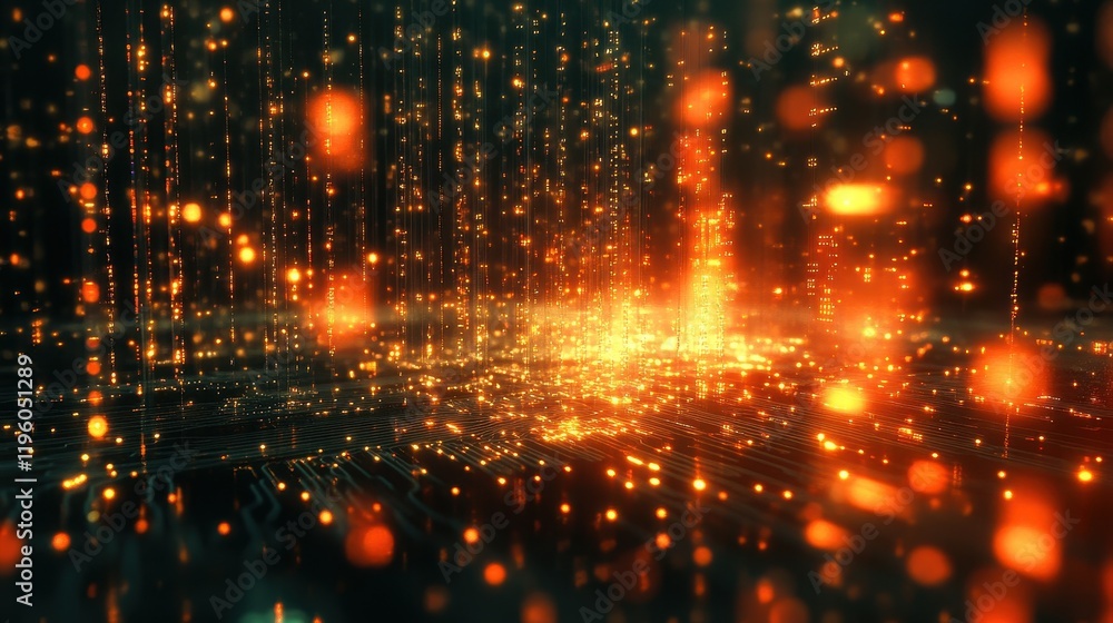 Poster abstract digital background with glowing particles and circuit board patterns. perfect for tech, ai,