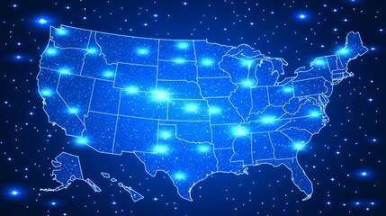 Glowing Constellation Map of the United States