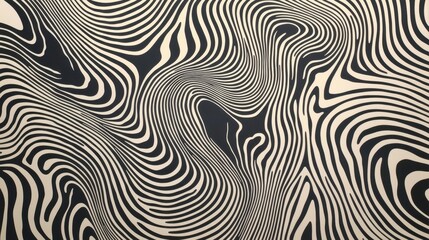 Abstract Wavy Lines Pattern Design in Beige and Black, Flowing Shapes Creating an Artistic and Unique Background for Various Creative Projects and Designs