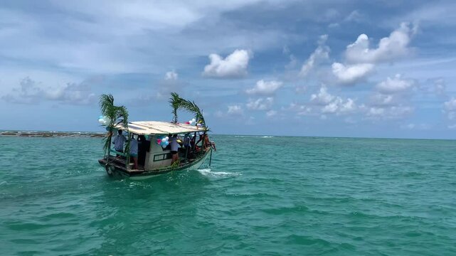 Festival of the queen of the sea orix&aacute; Yemanj&aacute;. Boats on the high seas to celebrate the day of Yemanj&aacute;.