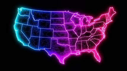 Neon USA Map: A Glowing Representation of the United States
