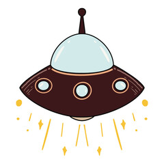 UFO illustration on Transparent Background, Illustration of flying saucer, UFO element, UFO Flying Saucer illustration, Spaceship UFO, Set of ufo objects, Hand drawn UFO illustration © farahsekarr’sstudio