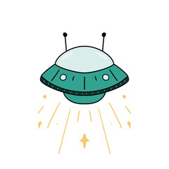 UFO illustration on Transparent Background, Illustration of flying saucer, UFO element, UFO Flying Saucer illustration, Spaceship UFO, Set of ufo objects, Hand drawn UFO illustration © farahsekarr’sstudio