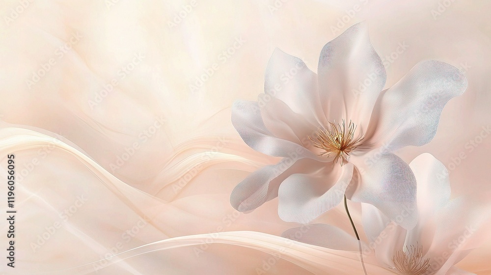 Poster soft floral abstract background with muted shapes and lines
