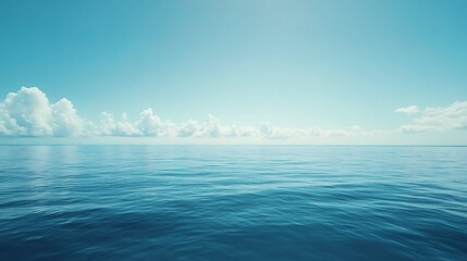 Fototapeta premium Clear Blue Sky and Calm Ocean on a Sunny Day with Endless Horizon