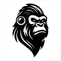 Vector illustration of monkey mascot logo with black outlet