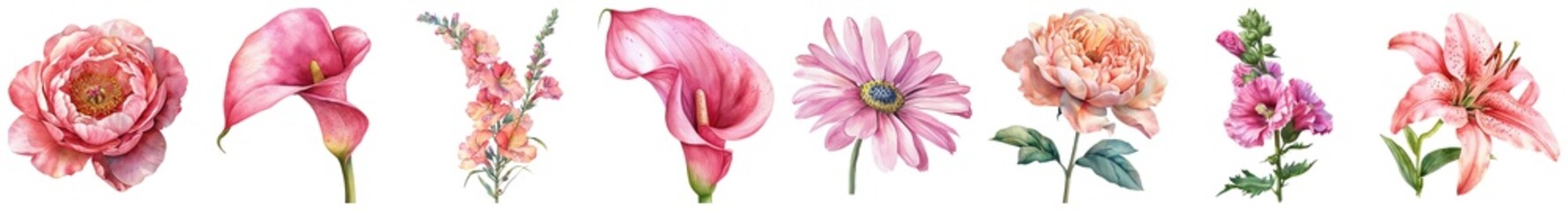 A Beautiful Array of Pink Flowers in Various Shapes and Textures for Floral Decorations and Artistic Creations