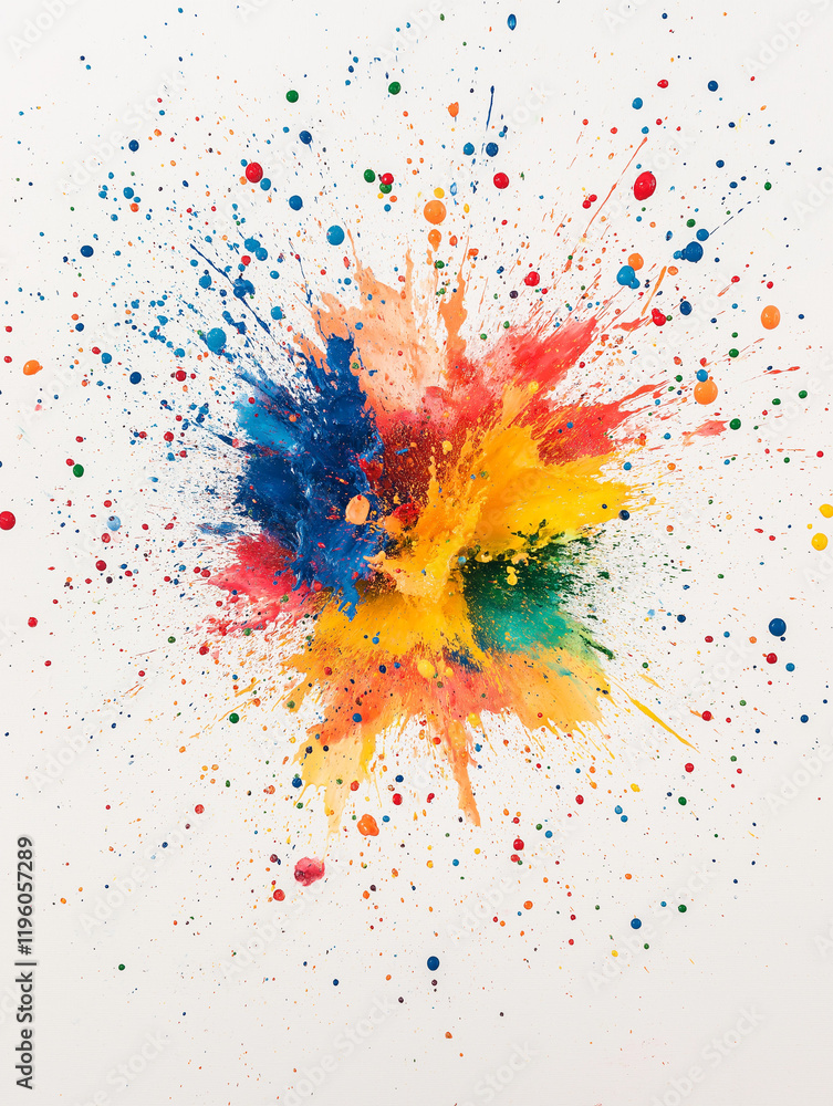 Aufkleber colorful explosion: a vibrant explosion of multicolored paint splatters across the canvas, creating 
