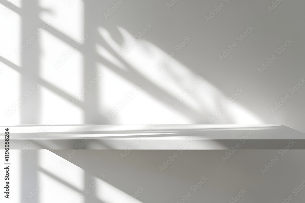 Poster white shelf with window shadows