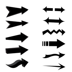 Arrow vector icon. Bold black arrows. Diverse arrow symbols. Isolated modern design.