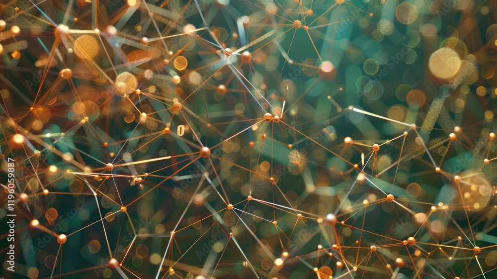 Poster this abstract image features a complex network model illustrating connections and parameters. the vi