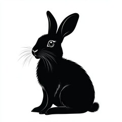 Obraz premium Silhouette of a black rabbit sitting.