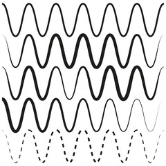Abstract wave patterns. Black line art. Creative design element. Vector illustration.