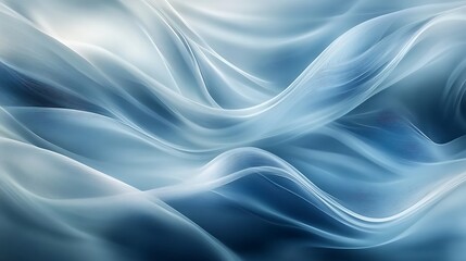 Fototapeta premium Abstract waves of blue and white fabric creating a serene and fluid visual atmosphere.