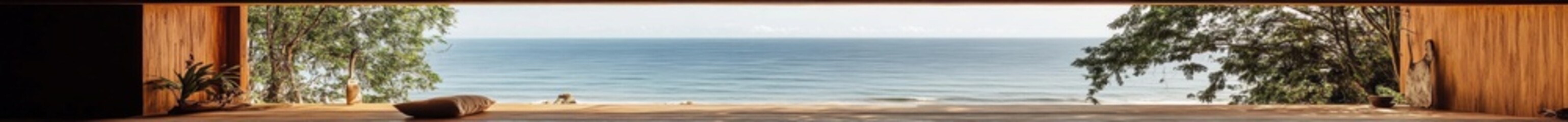 Ocean View Through Wooden Frame