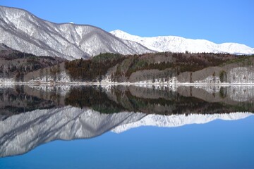 青木湖の冬景色