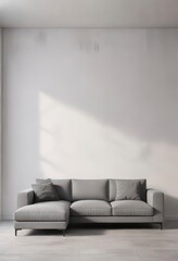 Corner space with gray sofa against white wall ,  corner,  furniture,  gray