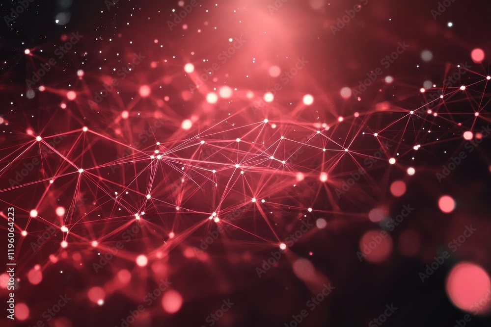 Poster abstract red network connecting glowing dots. ideal for tech, connection, and network concepts.