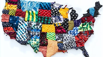 Vibrant Fabric Map of the United States