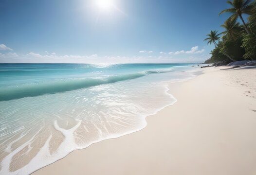 Gentle ocean waves on a white sandy beach with shades of blue,  serenity,  blue,  beach