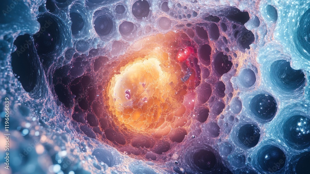 Poster cosmic cavern a glowing nebula within a celestial structure