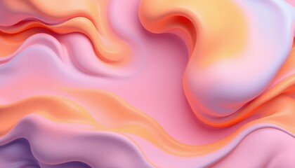Abstract Pink and Orange Swirling Fluid Design