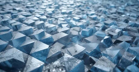 Fototapeta premium Icy blue geometric patterns on a frosty surface , translucent, shimmering, frost