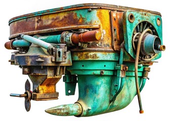 Rusty Stern Drive Lower Unit Closeup Power Trim Tilt
