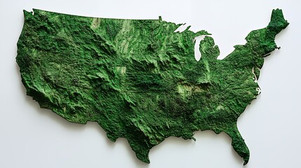 Topographical 3D Map of the United States: A Detailed Relief Model of America's Diverse Terrain