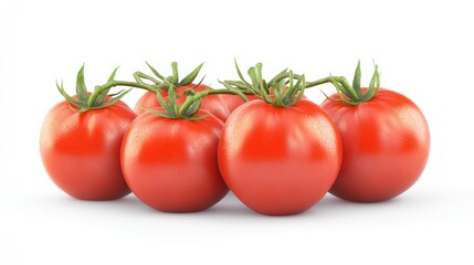 A realistic photo of tomatoes isolated on a white background