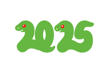 西暦2025年の巳年の蛇のカラーイラスト