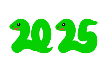 西暦2025年の巳年の蛇のカラーイラスト