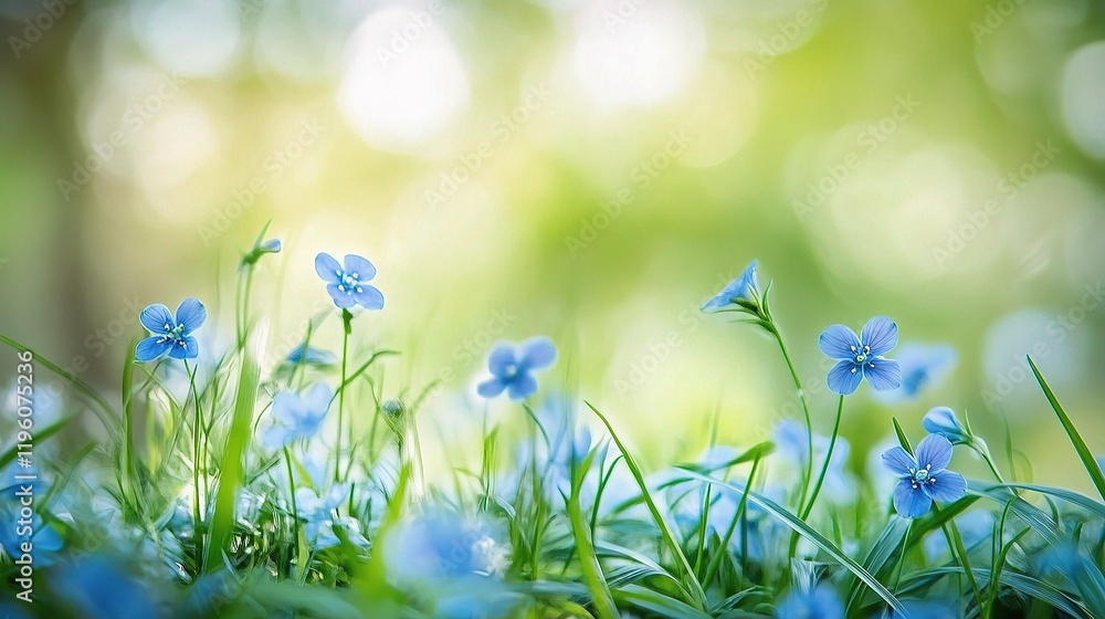 Aufkleber serene blue and green abstract spring background with bokeh effect